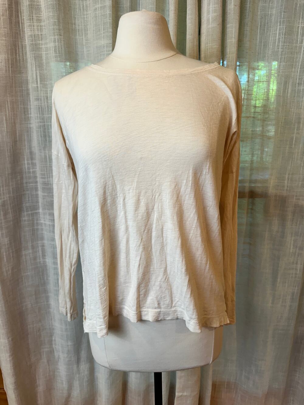 Cynthia Rowley Ivory Slub Knit Long Sleeve Tee Women's Size M
